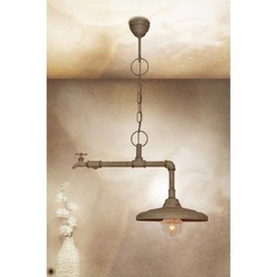 Hanglamp roestbruin of beige stoer kraan 500mm E27