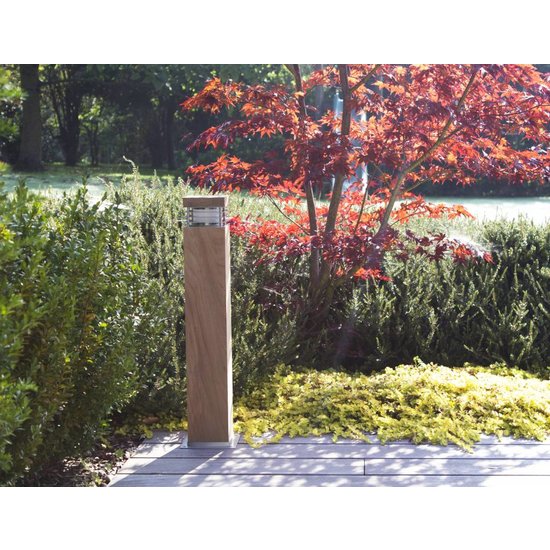Indigo Windy 3 borne de jardin en teck, 600mm de haut, 100mm de large, IP55, culot E27 (ampoule non incluse)