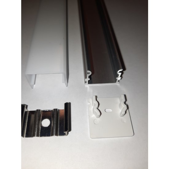 Fantasia Fantasia Styxx perfil LED de superficie 21 mm, 3 metros, tapa mate, aluminio, para tiras LED