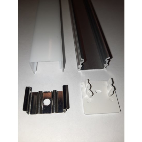 LED profiel opbouw  21 mm hoog 21 mm breed met licht aan 3 zijden van het profiel