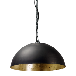 Lampe suspendue ambiance noire dôme de 30cm à 100cm de diamètre E27 feuille d'or à l'intérieur