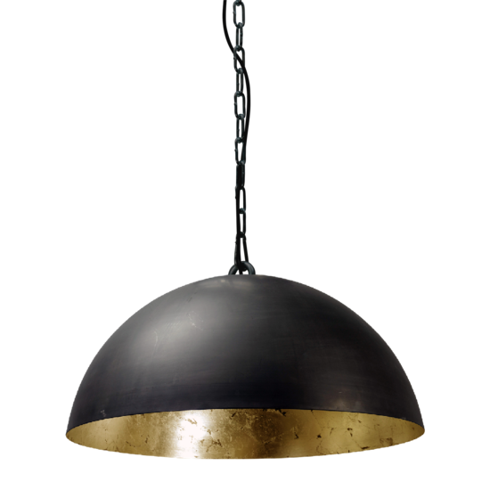 Hanging lamp black mood dome from 30cm to 100cm diameter E27 gold leaf inside