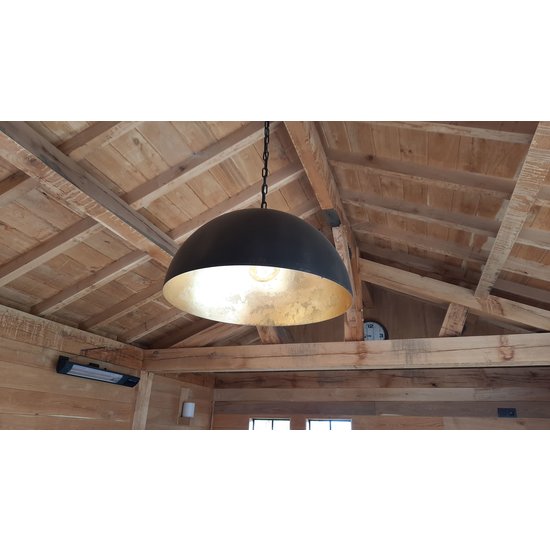 Hanging lamp black mood dome from 30cm to 100cm diameter E27 gold leaf inside