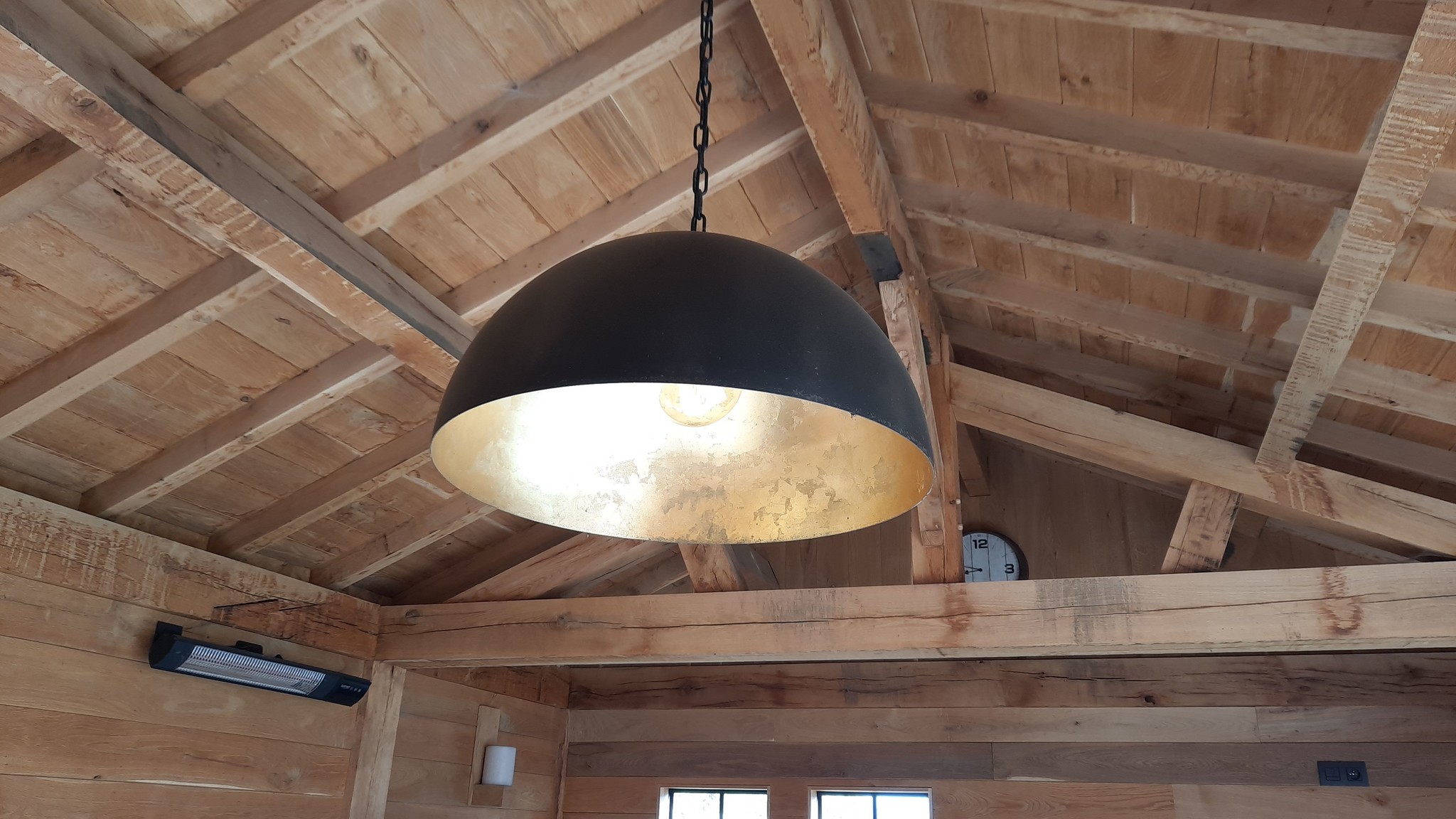 Hanglamp zwart sfeer koepel van 30cm 100cm diameter E27 bladgoud | My Planet LED