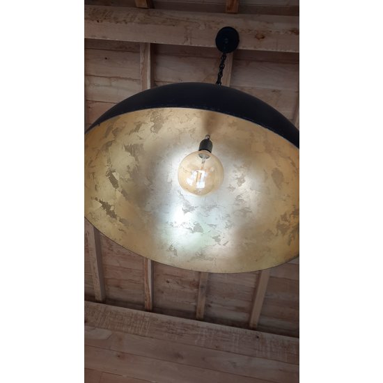 Hanging lamp black mood dome from 30cm to 100cm diameter E27 gold leaf inside