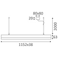 Roda LED pendant light 1152mm, 18W, 1900 lumen, 4000K neutral white light, dimmable 1-10V, matt white aluminium