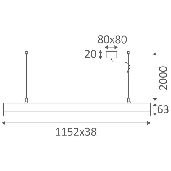 Hanglamp dimbaar lang LED zwart, wit 1152mm 18W