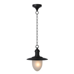 Hangende rustieke buitenlamp met glas zwart of roest E27