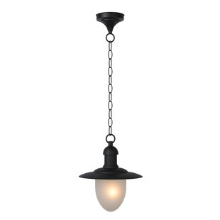 Hängende rustikale Außenlampe mit Glas schwarz oder rostfarben E27