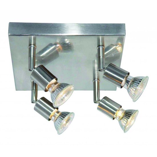 Plafondlamp vierkant GU10x4 wit, grijs, brons, glas 200mm