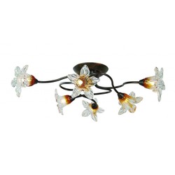 Fantasia Megan pendant light 6-light antique rust brown metal and glass