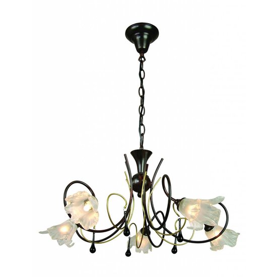 Fantasia Kiss pendant light antique black-gold, 5x G9 28W included, metal and glass, Ø606 x H770mm, IP20