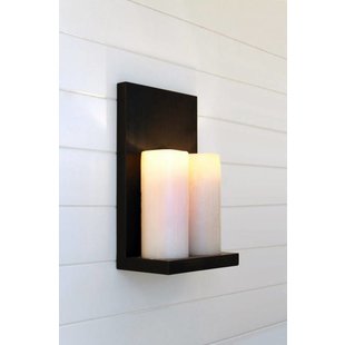 Lámpara de pared con 2 velas reales, estilo rústico LED bronce-níquel-cromo 45cm