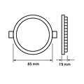 LED panel light 3W recessed round 85mm diameter white