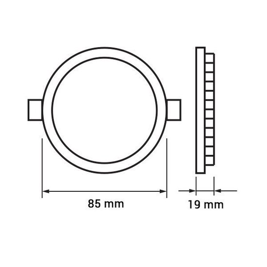 LED panel light 3W recessed round 85mm diameter white