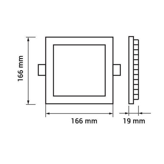LED panel recessed 12W lighting square 166mm white