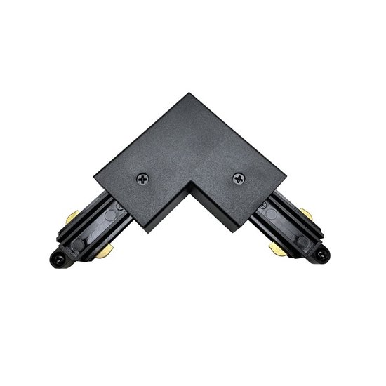 Fantasia conector en L para carril trifásico: une los carriles en ángulo recto, alimentación de 220V interna, blanco o negro.