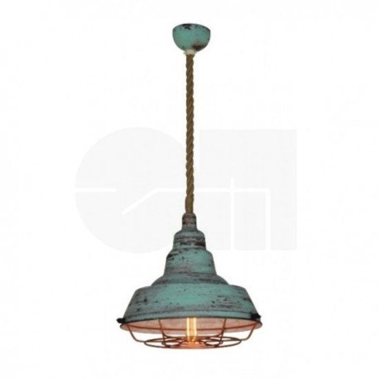 Pendant light white-green-old white industrial 350mm E27