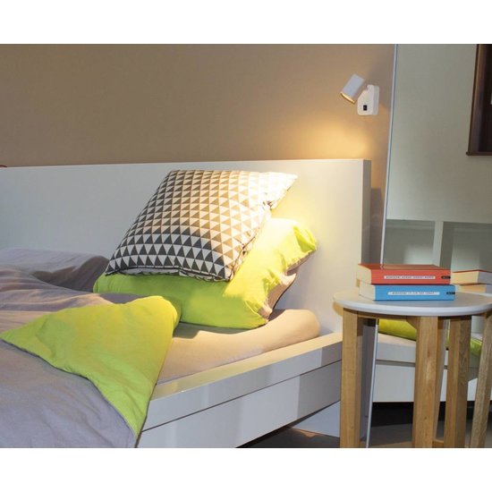 Applique murale lit LED 6W blanc, noir 85mm H orientable