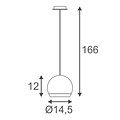 Hanglamp medium bal, wit, koper, messing, chroom of wijnrood 145mm Ø