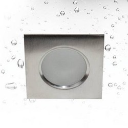 Recessed spot bathroom square stainless steel 85mm W GU10 IP65