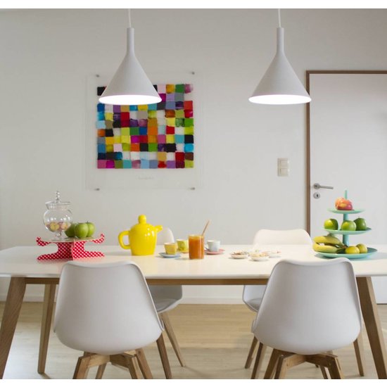 Lámpara colgante diseño LED cónica blanca 305mm alto 24W