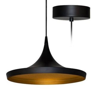 Luminaire suspendu design LED conique noir doré diamètre 350mm 24W
