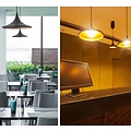 Indigo Sharp pendant light LED conic black-gold, 350mm diameter, 24W, 1875 lumen, 3000K warm white