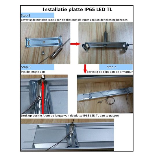 Suspension system for IP65 LED or IP65 flat
