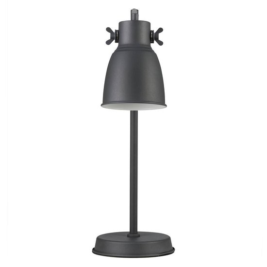 Adrian Tischlampe mit E27-Fassung, max. 25W, anthrazites Metall, Textilkabel schwarz/weiß, Höhe 47 cm, IP20