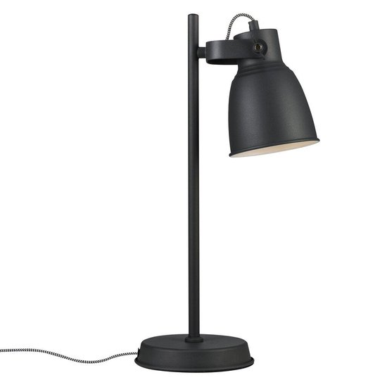 Adrian table lamp with E27 socket, max. 25W, anthracite metal, black/white textile cable, height 47 cm, IP20