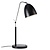 Buigbare design bureaulamp zwart, E27 fitting, metaal
