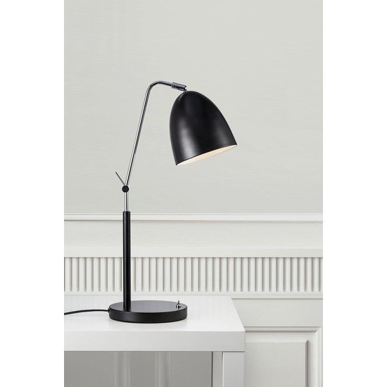 Buigbare design bureaulamp in zwart metaal met E27 fitting, dimbaar met geschikte lamp, kabel 150 cm