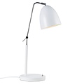 Buigbare design bureaulamp in wit metaal en kunststof, E27 fitting, hoogte 54 cm, kabel 150 cm, dimbaar met geschikte lamp