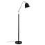 Lámpara de pie flexible de metal negro con casquillo E27 (bombilla no incl.), 140 cm de alto, regulable