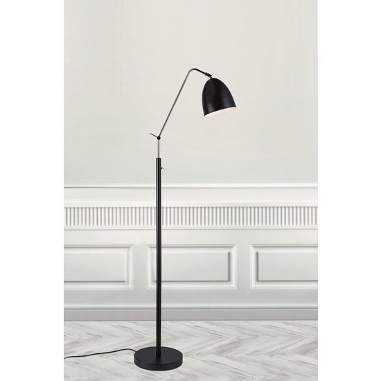 Bendable floor lamp in black metal with E27 socket (bulb excl.), 140 cm tall, dimmable with suitable bulb