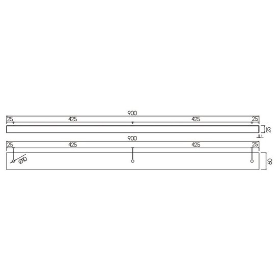 Base en saillie libre pour suspensions avec 3 trous, blanc, 90cm