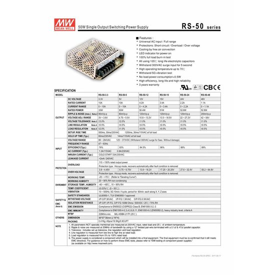 Controlador LED Meanwell 0-50W