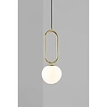 Hängelampe dänisches Design, weißes Opalglas mit Messingdetails, E27-Fassung max. 15W, Höhe 51,5 cm, Kabel 300 cm