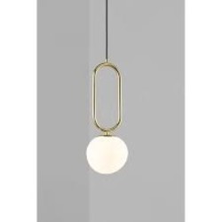 Lámpara colgante Danish Design blanco opal/latón 15W altura 51,5cm