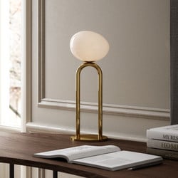 Danish Design table lamp white opal/brass, E27, 47 cm