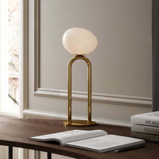 Lampe à poser Danish Design blanc opale/laiton 15W hauteur 47cm