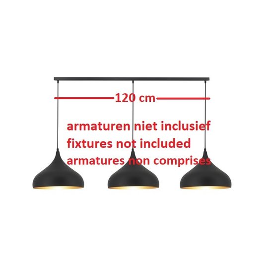 base suelta de superficie 120 cm para colgantes con 3 agujeros, negro