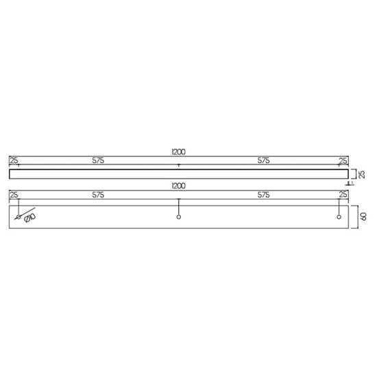 Fantasia opbouw voetplaat 120 cm voor pendellampen, 3 boorgaten, staal, zwart, IP20