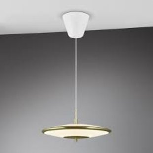 Art-déco-Pendelleuchte weißes Opalglas und Messing, 15W LED, 900lm