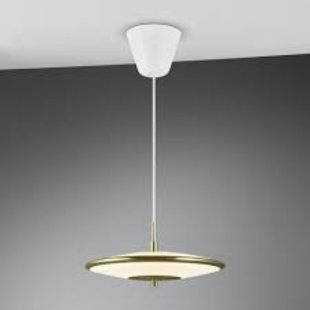 Lampe à suspension classique avec élégant art déco blanc opale/laiton - 15W/900lm ∅32