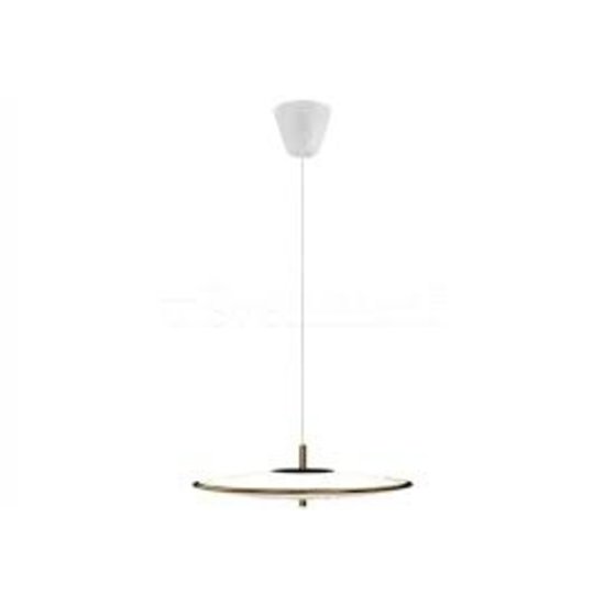 Art-déco-Pendelleuchte mit weißem Opalglasschirm und Messingrahmen, 15W-LED-Modul, 900 Lumen, dimmbar, ø31,7 cm
