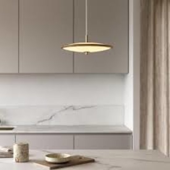 Lámpara colgante clásica con elegante art deco blanco ópalo/latón - 15W/900lm ∅32