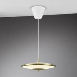 Classic hanging lamp with elegant art deco white opal/brass - 25W/1500lm ∅42