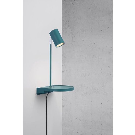 Adjustable wall light with GU10 socket (bulb excl.), mint green metal, IP20, class II, height 42.9 cm, projection 20 cm